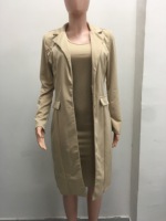 Ensemble 2 pièces robe sans manches et blazer long pour femme - Tenue de bureau élégante et formelle, étiquette personnalisée Sehe Fashion
