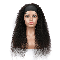 Perruques brésiliennes bouclées avec bandeau pour femmes noires, perruques bandeau ondulées effet eau, densité 150%, demi-perruques sans colle avec bandeau