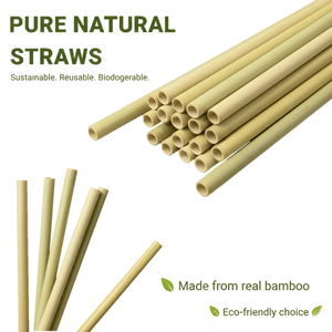 Pailles en bambou biodégradables et compostables, non emballées, écologiques, 200 mm, diamètre personnalisé, impression de logo au laser, camping, extérieur, fête - Product Image 1