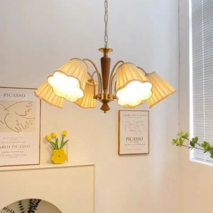 Lustre de salon rétro américain en cuivre massif Nanyang, luminaire suspendu vintage en bois massif de style français pour salle à manger et chambre à coucher - Product Image 2