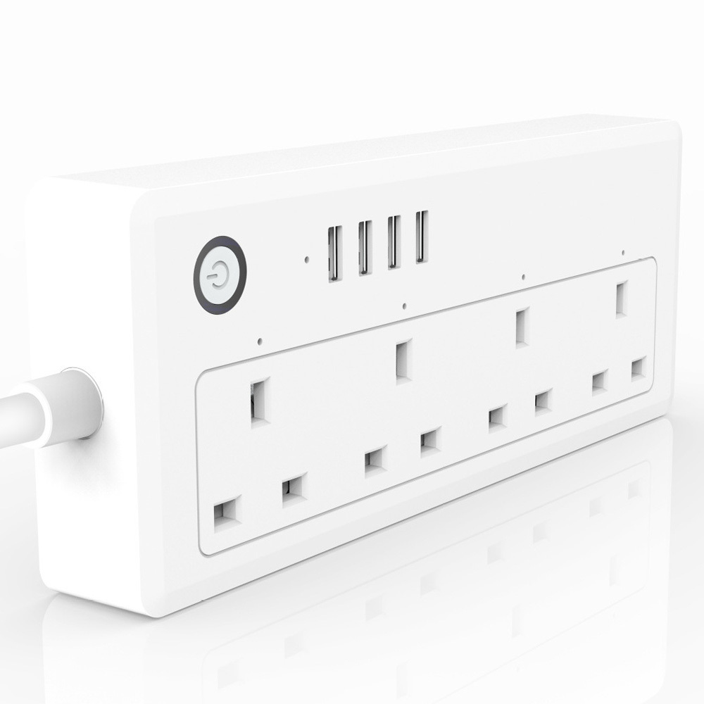 Умная розетка Tuya Smart Life, Сетевая розетка с 4 портами, Wi-Fi, голосовое управление, работает с Alexa Google