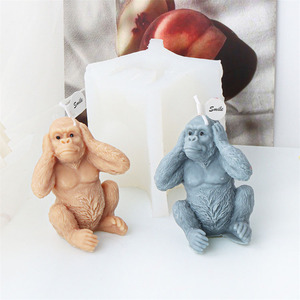 Lindo gorila silicona vela molde Animal yeso adornos hogar decoraciones fundición molde DIY aromaterapia vela hacer herramientas - Product Image 3