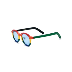 Lunettes de soleil rondes rétro, monture intégrale, verres miroir, monture multicolore, protection UV 100%, style décontracté unisexe pour adultes - Product Image 1