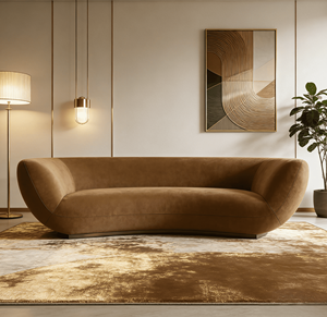 Sofá Nórdico Naranja para Apartamento, Cómodo, de 2 Plazas, Personalizado, Curvo, Marrón, Estilo Burbuja, Moderno, sin Estructura, para Sala de Estar - Product Image 1