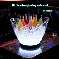 Seau à glace LED 8L personnalisé sans MOQ, rechargeable, en plastique, pour champagne et vin, idéal pour événements, promotion et cadeaux