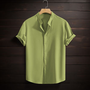<span class=keywords><strong>เสื้อ</strong></span>เชิ้ตฮาวายแขนสั้นผู้ชายหลากสีสไตล์ลำลองสำหรับฤดูร้อน <span class=keywords><strong>เสื้อ</strong></span>เชิ้ตคอจีน<span class=keywords><strong>สี</strong></span>พื้น ขายตรงจากโรงงาน - Product Image 4