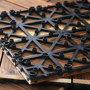 Dalles de terrasse en bois d'acacia carbonisé emboîtables 30x30x2,3 cm, prix d'usine en gros, pour sols de patio extérieurs DIY - Product Image 5