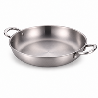 Poêle à frire en acier inoxydable à double poignée, poêle à sauter entièrement plaquée, compatible induction, poêle de chef pour la cuisine