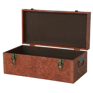 Hòm đựng đồ bằng da dập nổi cổ điển, trang trí, có khóa và đinh tán kim loại giả cổ - Product Image 1