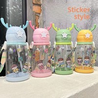 Botol Minum Anak Desain Tanduk Rusa Kartun Kekinian, Kapasitas Besar, Tipe Sedotan, Bahan PC, Hadiah untuk Pelajar, Ramah Lingkungan