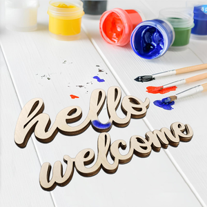 Bois non fini bonjour et bienvenue signe découpes, signes de mots en bois vierges pour bricolage guirlande porte mur noël décor à la maison artisanat - Product Image 4