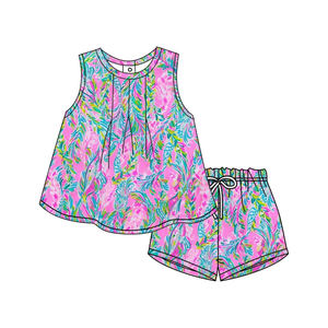 Preorder estate fiori floreali bebè senza maniche Shorts abiti nuovo Design gemelli abbinamenti all'ingrosso bebè Set <span class=keywords><strong>2</strong></span> pezzi - Product Image 3