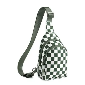 Mochila cruzada tipo bandolera a cuadros estilo boutique, ligera, para uso diario, para actividades al aire libre y viajes, riñonera. - Product Image 4