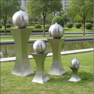 Fontaine sphérique extérieure en acier inoxydable 304 personnalisée avec éclairage solaire, style Art déco/moderne, décoration de <span class=keywords><strong>jardin</strong></span> - Product Image 2