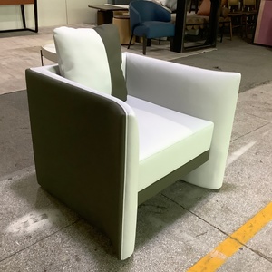 Sillón Moderno Personalizado con Bloques de Color en Cuero Sintético Blanco y Oliva <span class=keywords><strong>para</strong></span> Salas de Estar de Lujo y Proyectos Residenciales de Alta Gama - Product Image 2
