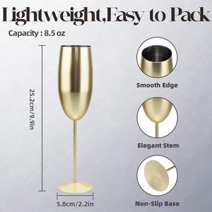 Logo personnalisé en acier inoxydable pour flûte, célébrations de mariage, élégant or pour verre 201-300ml, écologique - Product Image 2