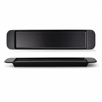 Plateau irrégulier en mélamine noire de 60 cm avec poignées, incassable, durable, sans BPA, en résine de qualité alimentaire, plateau de service pour restaurant, hôtel