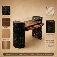 Vitrine de présentation de bijoux de luxe GZowin, texture marbre noir, armoire en bois, couleurs personnalisables, équipée de tiroirs de rangement