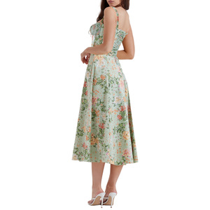 Vestido Midi informal de verano para mujer, vestido con estampado Floral de corte bajo sin mangas, vestido dulce con tirantes, vestido de temperamento sin espalda a la moda - Product Image 3