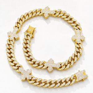 Chaîne cubaine en argent 925 plaqué or/platine avec moissanite, style hip-hop streetwear, bijoux de luxe par Haalo Jewels - Product Image 2