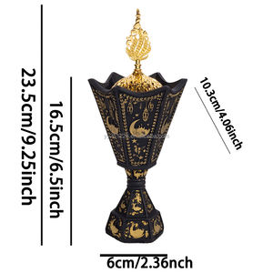 Bruciatore di incenso in resina per Ramadan con coperchio in metallo, luce decorativa islamica da tavolo per Eid <span class=keywords><strong>Mubarak</strong></span> - Product Image 5
