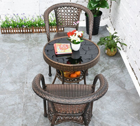Ensemble de meubles de jardin confortables pour l'extérieur, ensemble de table à manger en rotin tressé à dossier haut pour patio