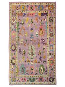 Tapis Oushak fait main en laine nouée à la main, tapis turc traditionnel à motifs floraux, revêtement de sol haut de gamme pour salon et chambre à coucher - Product Image 5