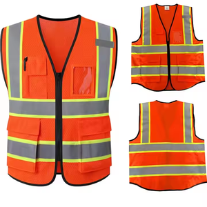 Gilet de sécurité réfléchissant haute visibilité avec logo personnalisable grande taille maille poche respirante en nylon polyester pour fluorescent - Product Image 1
