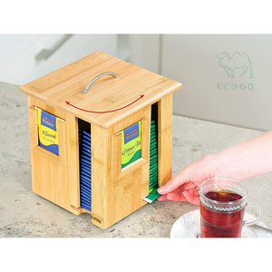 Tea Bag Dispenser 16x16x20cm of Bamboo Wood Tea Bag <b>Storage</b> for <b>Kitchen</b> - Product Image 3