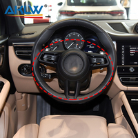 Cadre de garniture de bouton de volant en fibre de carbone véritable, couvercle décoratif de console centrale arrière pour Porsche Macan 2022, pièces intérieures automobiles