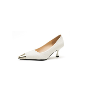 532A Escarpins à talon aiguille pour femme, bout pointu, talon haut, chaussures de cérémonie élégantes, design à bout métallique, doublure en cuir - Product Image 5