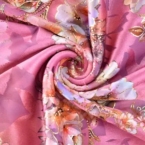 Fornecedor do fornecedor impresso stretch meninas vestuário bordado veludo tecido têxtil