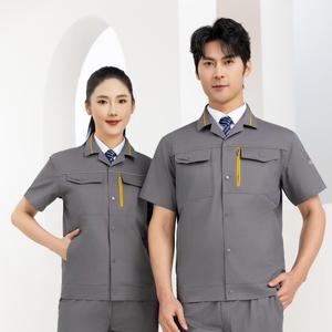 TN6263 Custom Logo Short <strong>Sleeve</strong> Workwear Set Men Industrial Work Uniform Heavy Duty Work Clothes for Auto Repair Mechanic - Product Image 1