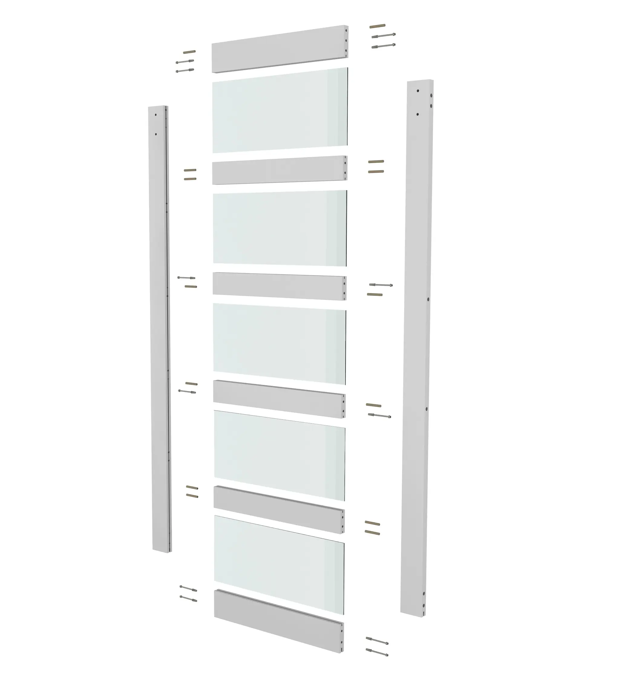 MM-GC07 슬라이딩 아래로 노크 버전 5 리터 젖빛 유리 패널과 흰색 나무 헛간 문
