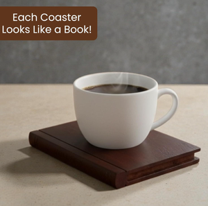 Juego de Posavasos Decorativos de Madera de Acacia con Soporte de Madera, Estilo Libro - Product Image 1