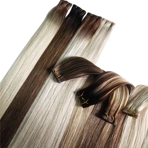 Extensiones de Cabello con Trama Plana, Cabello Humano RUSO, Negro Natural, Doble Trama, Trama Plana Delgada, Coser, Invisible, Larga Duración, Para Salón - Product Image 1