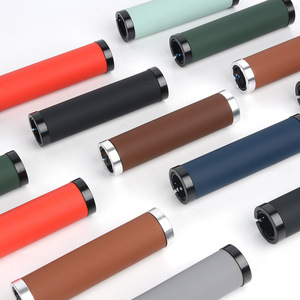 Retro Aluminum Alloy PU Leather <b>Bike</b> Handlebar Grips 25.4 Mm For Mountain <b>Bikes</b> With Hand Stitching And Locking Ends - Product Image 3