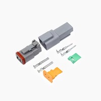 Connecteurs automobiles série DTP mâle/femelle étanches IP68 3A 120V 2/4 broches avec boîtier PA66 et contacts en cuivre, modèles de faisceaux de câbles DTP04-2P