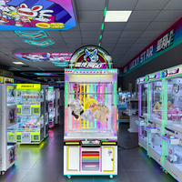 Machine à griffes commerciale en métal et bois, à monnayeur, pour peluches et poupées, avec design personnalisé, type jeu de grue et pousse-pièces