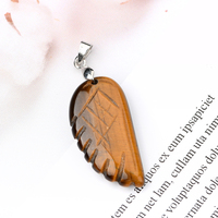 Pendentif d'aile d'ange en pierre naturelle sculptée à la main, collier avec pierres précieuses naturelles, 1 pièce