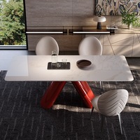 Rock Slab Italienischer minimalisti scher Stil Internet Promi Alpha Villa Großer flacher Boden Großer Apartment Esstisch