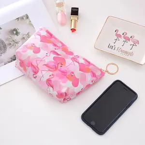 Waterproof Cute Printing Pink Flamingo Female Makeup Case Women Toiletry Purse Pouch Make Up Bag