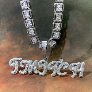 FOXI collana <span class=keywords><strong>con</strong></span> <span class=keywords><strong>nome</strong></span> personalizzato stile Hip Hop <span class=keywords><strong>argento</strong></span> Bling ghiacciato catena a maglie cubane per uomo e donna regalo perfetto - Product Image 6