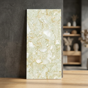 Azulejos de Porcelana Brillante con Efecto Mármol Verde Alexina, 24x48 Pulgadas, Colección Premium de Superficies de Cerámica para Pisos - Product Image 1