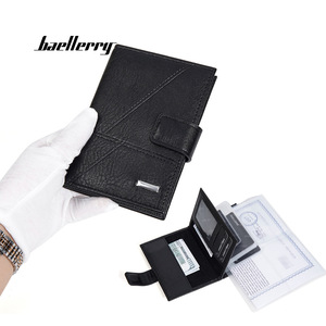 Baelerry Men's <b>Wallet</b> Black Solid Color Multifunctional Passport <b>Holder</b> With Card Slots And Magnetic Clasp For Everyday Use - Product Image 1