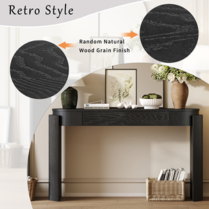 TREXM Entryway Table Natural Wood Grain Finish Oval Top 2 Drawers <b>Console</b> Table for Entryway and Living Room - Product Image 5
