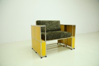Combinación de muebles modernos para sala de estar, marco duradero de acero inoxidable con sofá y silla con acento amarillo