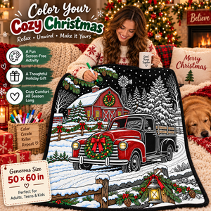 Manta de Franela Personalizable para Colorear en Navidad con Marcadores, Lavable y Reutilizable, para Niños y Familia, para las Fiestas de Invierno - Product Image 6