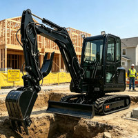 Mini-excavatrices multifonctionnelles de 1 à 3,5 tonnes, excavatrices à chenilles compactes, conformes aux normes EPA et CE, avec accessoires de pelle à marteau et de godet à pince.