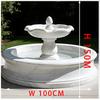 Fontaine d'eau en marbre blanc de petite taille personnalisée, fontaine en pierre de cour pour la décoration de villa et d'hôtel